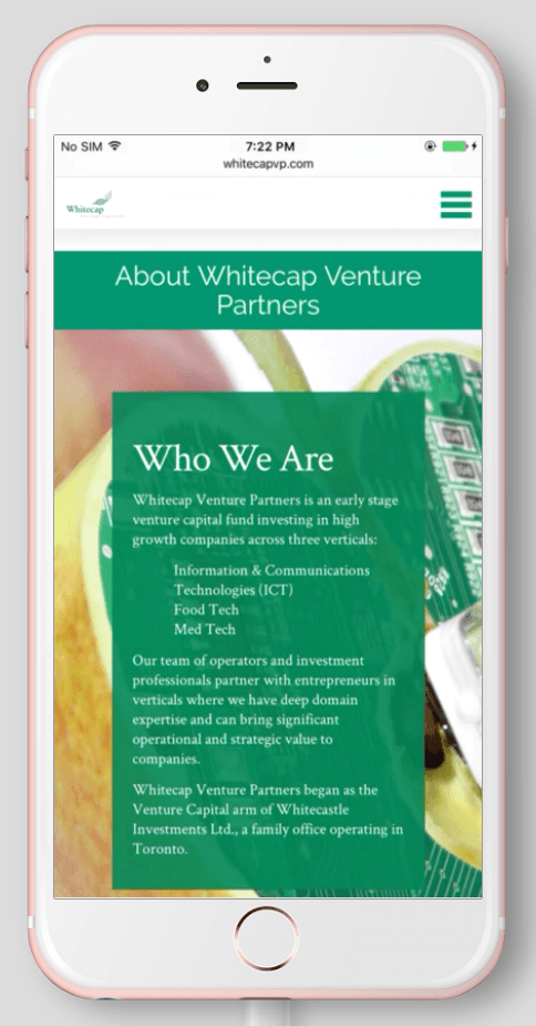 2017 Wordpress Design Portfolio- WhiteCap Venture Partners About Mobile