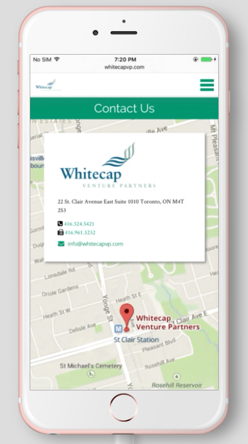 2017 Wordpress Design Portfolio- WhiteCap Venture Partners Contact Mobile