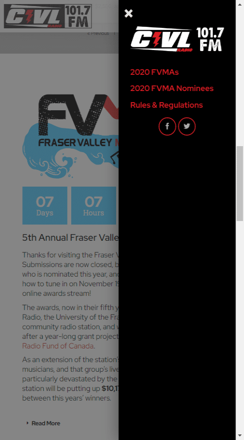 FVMA Mobile Menu Screenshot